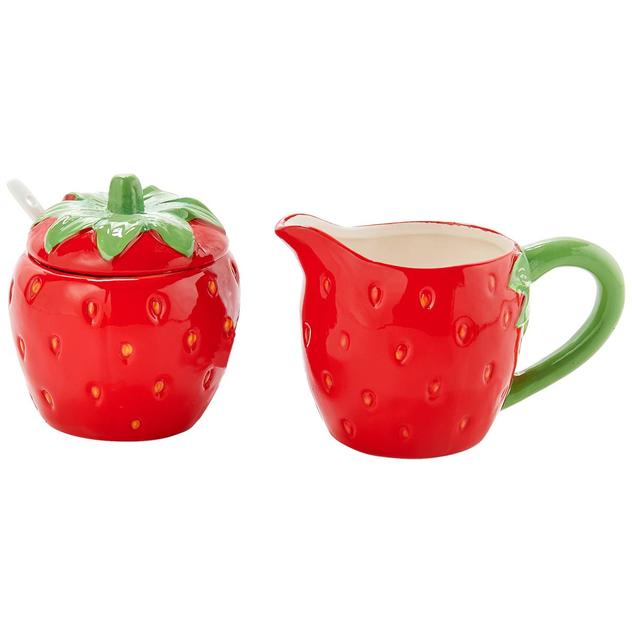 Home Essentials Strawberry Sugar Bowl & Creamer - Set of 2