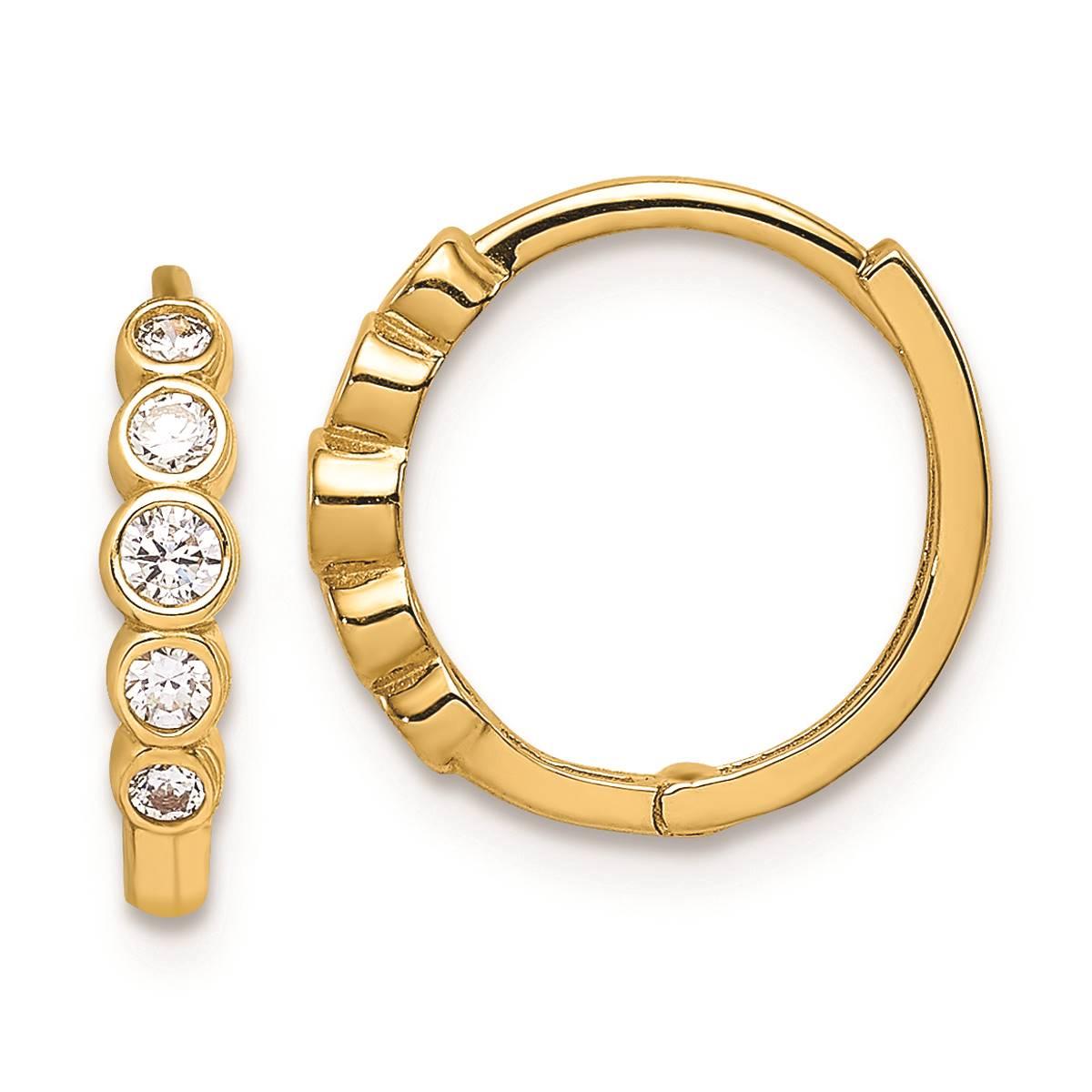 Gold Classics(tm) 14kt. Cubic Zirconia 12mm Hoop Earrings