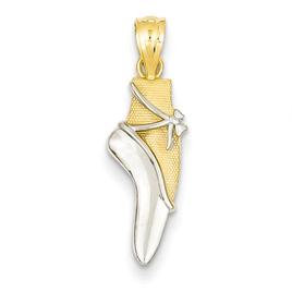 Gold Classics(tm) 14kt. & Rhodium Ballet Shoe Pendant