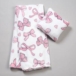 Baby Girl Ribbon & Bow Blanket with Pillow