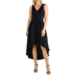 Womens 24/7 Comfort Apparel Fit & Flare Hi Low Dress