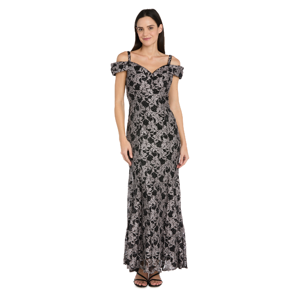 Womens R&M Richards Off The Shoulder Two Toned Lace Dress