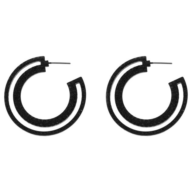 Ashley Cooper™ Black Half Cutout Hoop Earrings