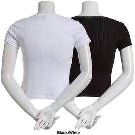 Juniors One Step Up 2pk. Pointelle Scoop Neck Top with Rosetta