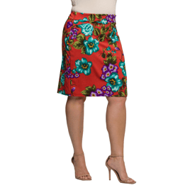Plus Size 24/7 Comfort Apparel Slim Floral Pencil Skirt