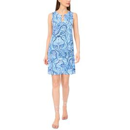Womens MSK Sleeveless Triple O-Ring Neck Paisley Shift Dress