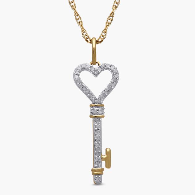 Nova Star® Lab Grown Diamond 1/10ctw. 10kt. Gold Key Pendant