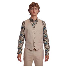 Mens Paisley & Gray Vest - Cream Beige
