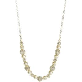 Rosa Rhinestones Silver-Tone Glass Pearl Fireball Necklace