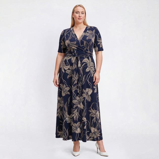 Plus Size Cocomo Short Sleeve Floral Surplice Neck Maxi Dress