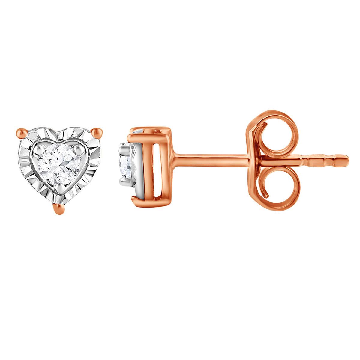 Nova Star(tm) Rose Gold Lab Grown Diamond Heart Stud Earrings