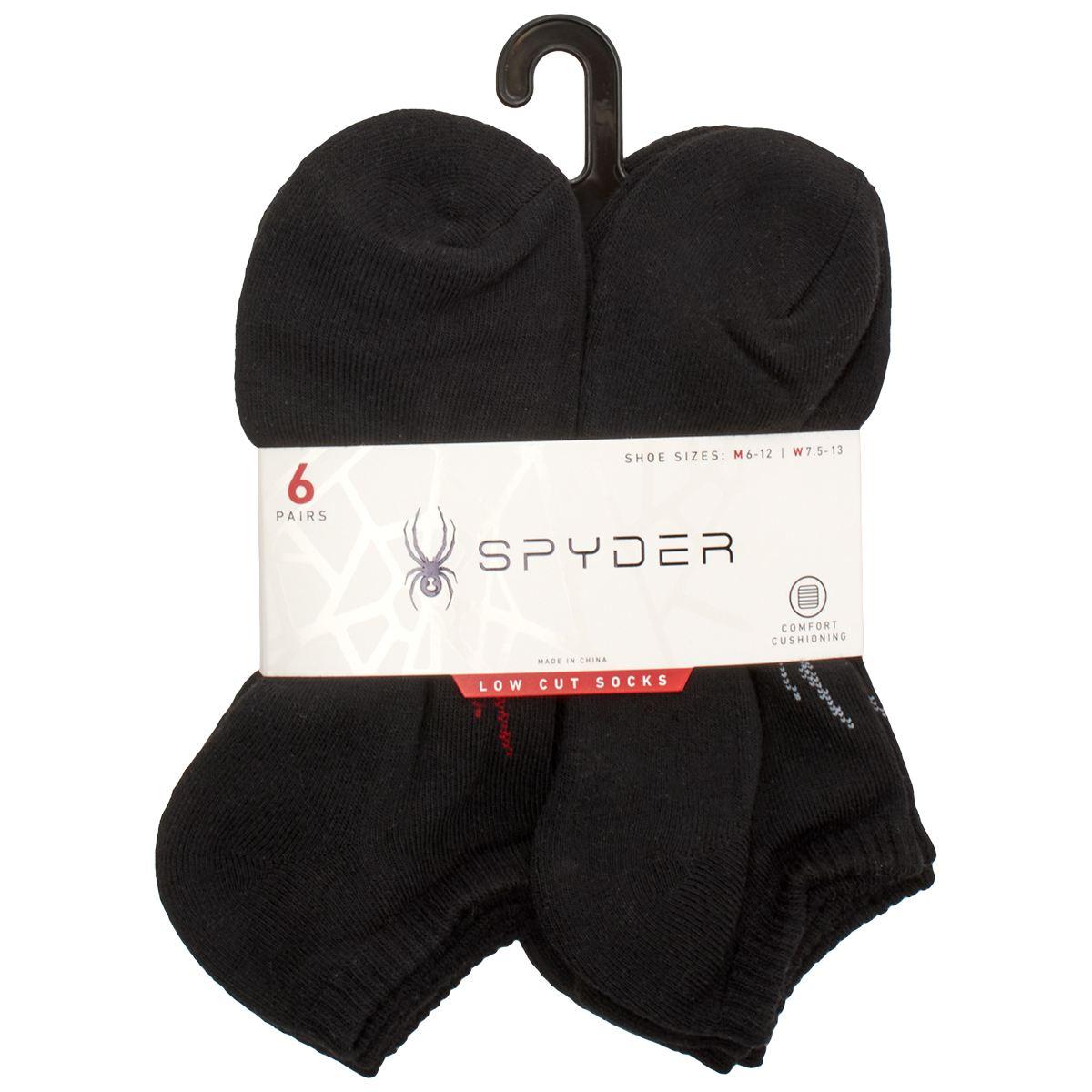 Mens Spyder 6pk. Mesh Low Cut Socks - Black
