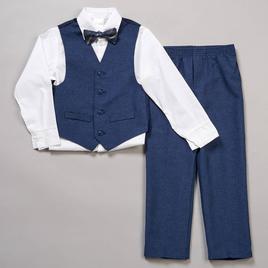 Boys (4-7) Van Heusen Blue Heather Button Down, Pants, & Vest Set