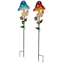 Northlight Seasonal Solar Power Mushroom Garden Stakes - Set of 2