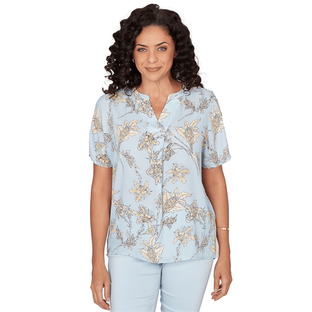 Petite Emaline Limoncello Sunrise Cold Shoulder Floral Blouse