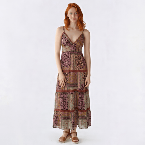 Juniors Angie Mix Floral Smock Waist Gauze Maxi Slip Dress