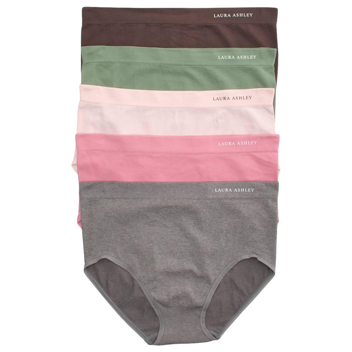 Womens Laura Ashley 5Pk Lightweight Seamless Full Brief w/ Logo
