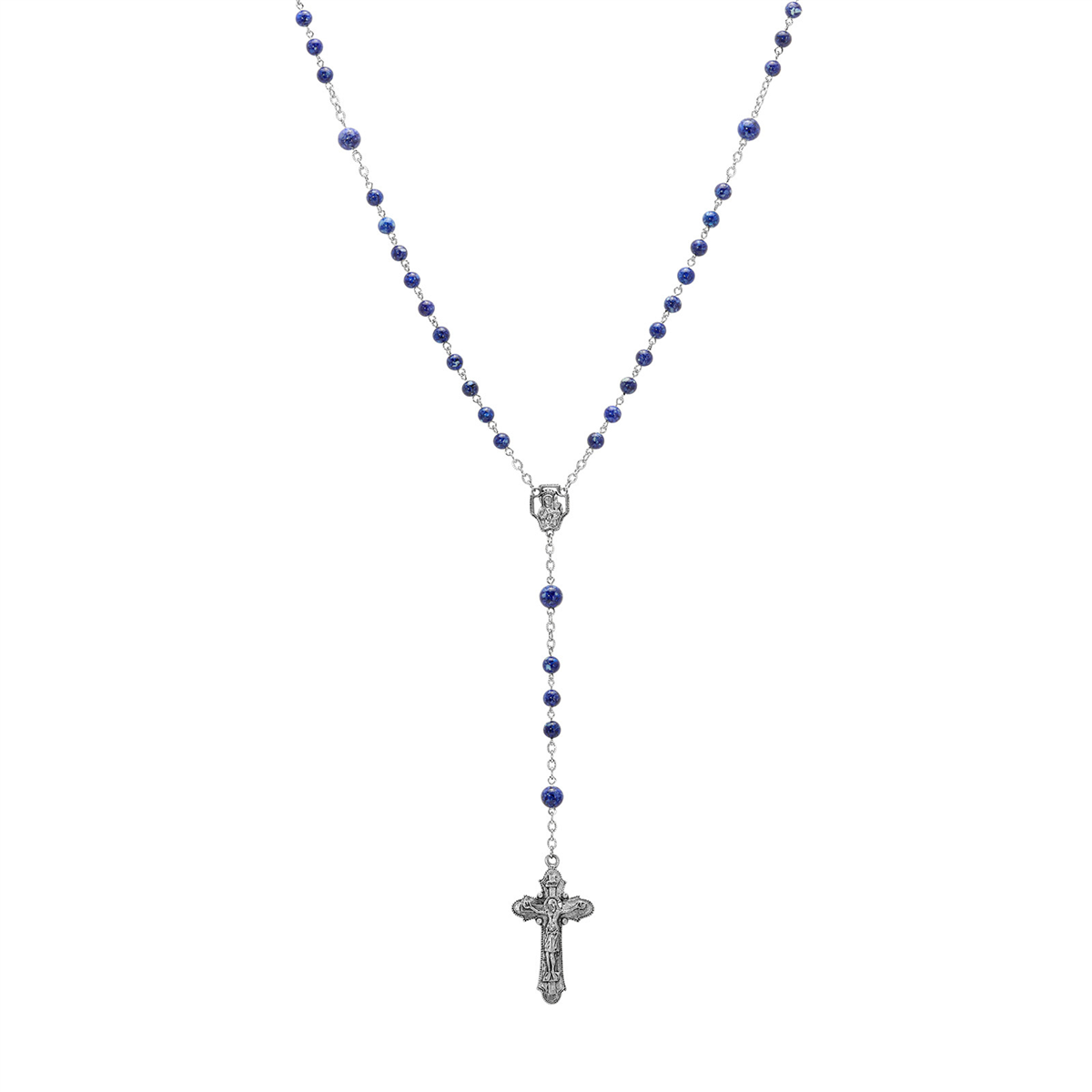 Symbols of Faith Silver-tone Beaded Crucifix Rosary