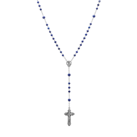 Symbols of Faith Silver-tone Beaded Crucifix Rosary