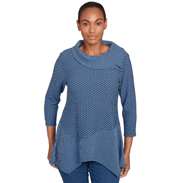 Womens Ruby Rd. Must Haves I Split Cowl Neck Herringbone Blouse