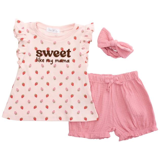 Toddler Girl René Rofé® 3pc. Sweet Strawberry Top & Shorts Set