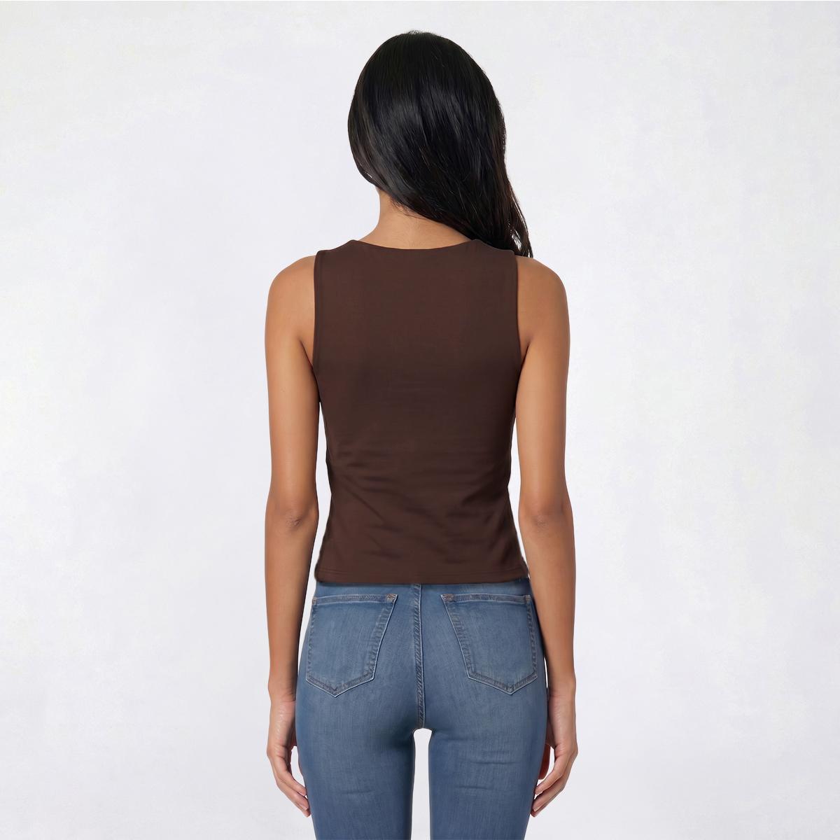 Juniors No Comment Front Twist Tank Top w/ Mold Cup