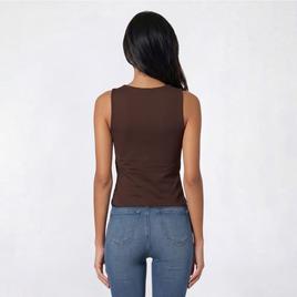 Juniors No Comment Front Twist Tank Top w/ Mold Cup