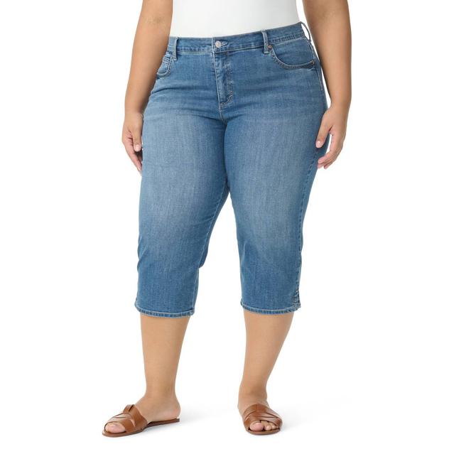 Plus Size Gloria Vanderbilt Amanda Denim Capris w/ Slit Hem