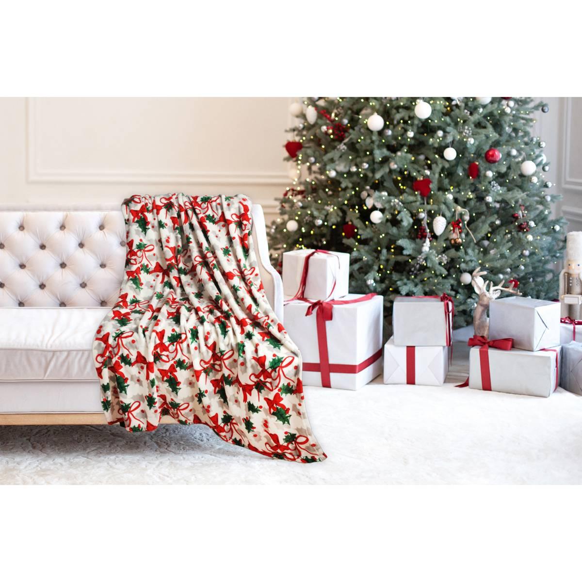Kathy Ireland Festive Foliage Holiday Flannel Reversible Blanket