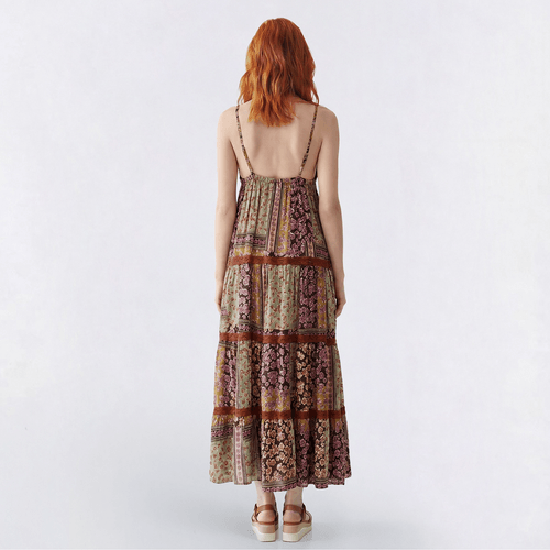 Juniors Angie Mix Floral Smock Waist Gauze Maxi Slip Dress