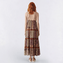 Juniors Angie Mix Floral Smock Waist Gauze Maxi Slip Dress