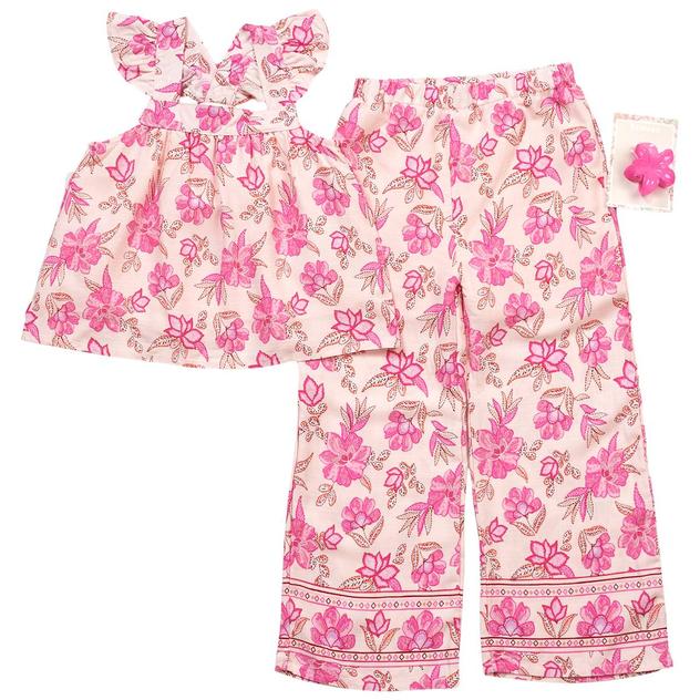 Girls (4-6x) BTween® Oriental Flower Tank Pant Set