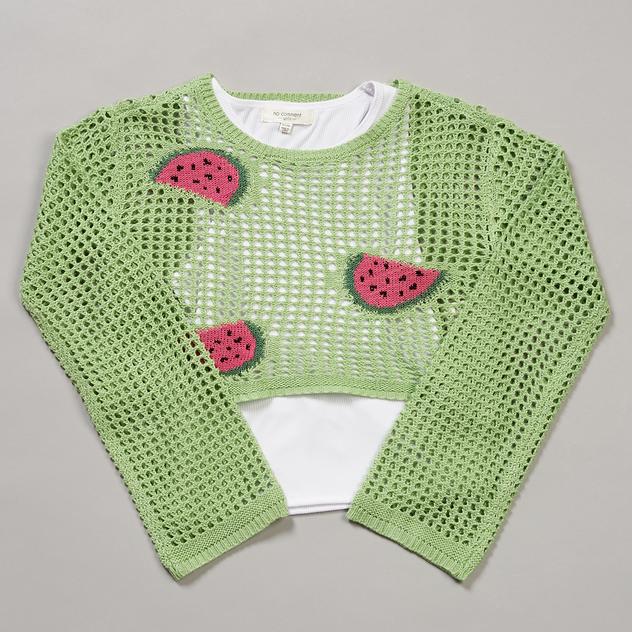 Girls (7-16) No Comment 2Fer Crochet Watermelon Top & Tank