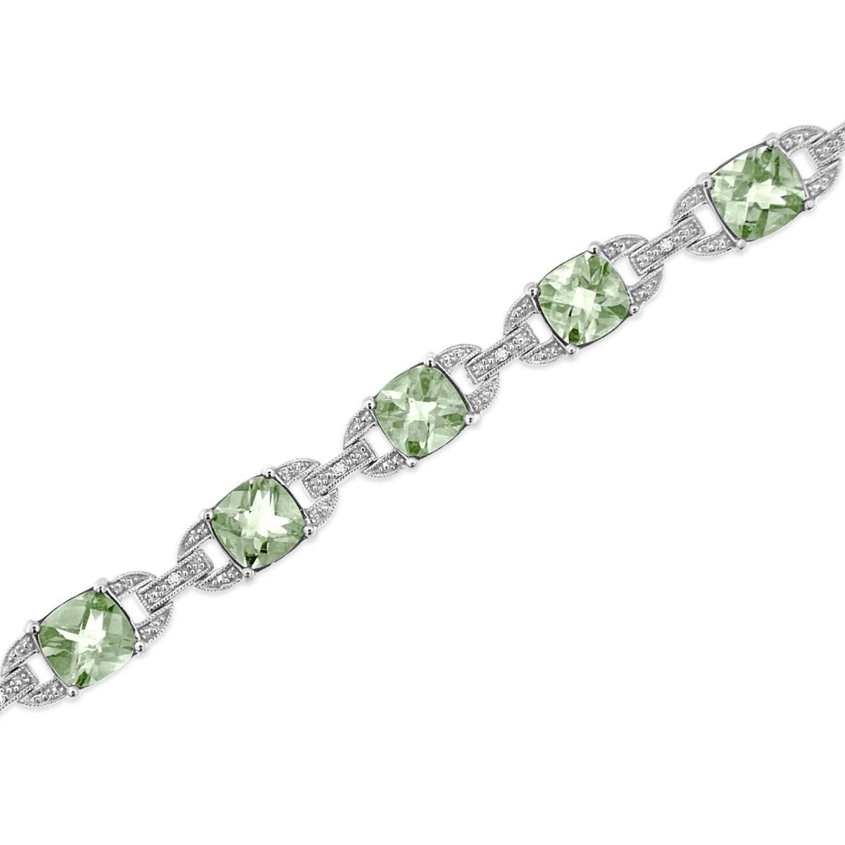 Haus of Brilliance Green Amethyst & 1/20ctw. Diamond Bracelet