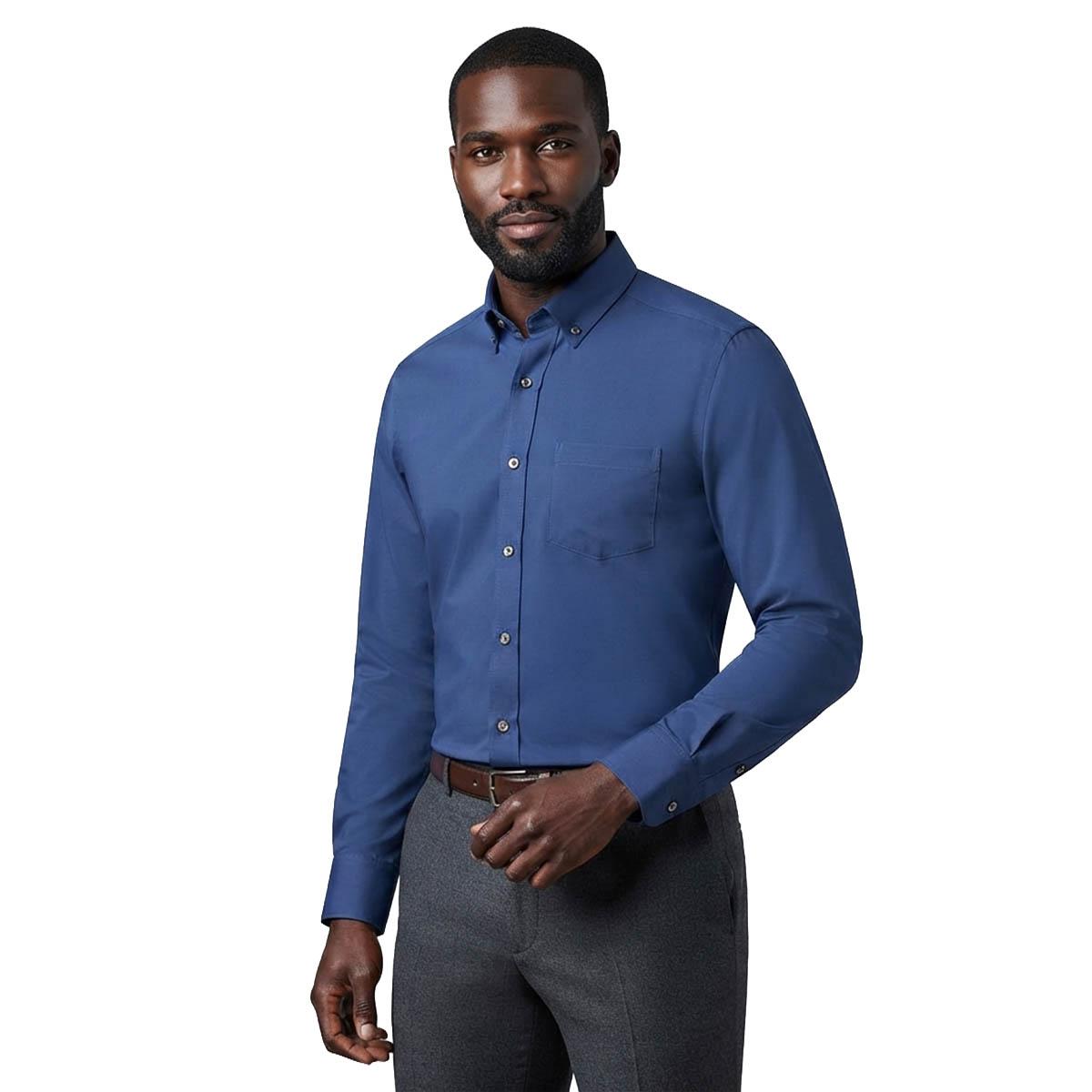 Mens Christian Aujard Fitted Dress Shirt  Anchor Blue