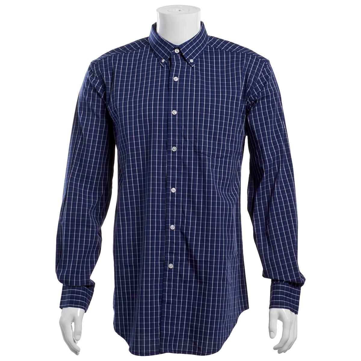 Mens Preswick & Moore® Long Sleeve Plaid Dress Shirt - Navy