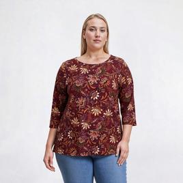 Plus Size Emily Daniels 3/4 Sleeve Floral Jacquard Blouse