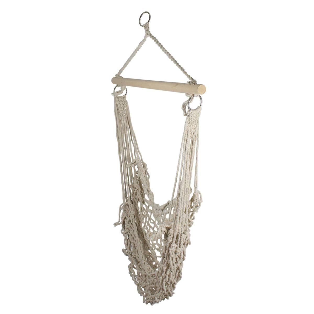 Northlight Seasonal Cotton Macrame Hammock w/ Wooden Bar