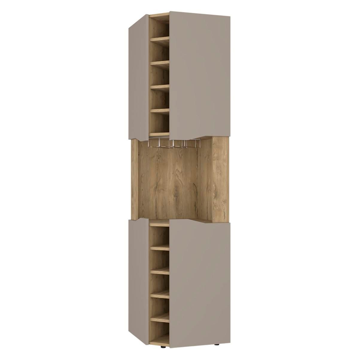 FM FURNITURE Lyla Macadamia Corner Bar Cabinet