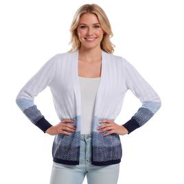 Womens 89th & Madison Long Sleeve Ombre Chevron Cardigan