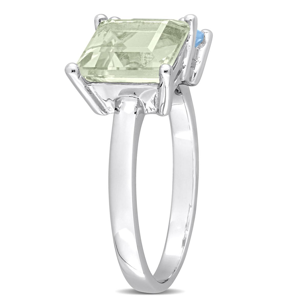 Gemstones Classics™ Square Green Quartz & Sky Blue Topaz Ring