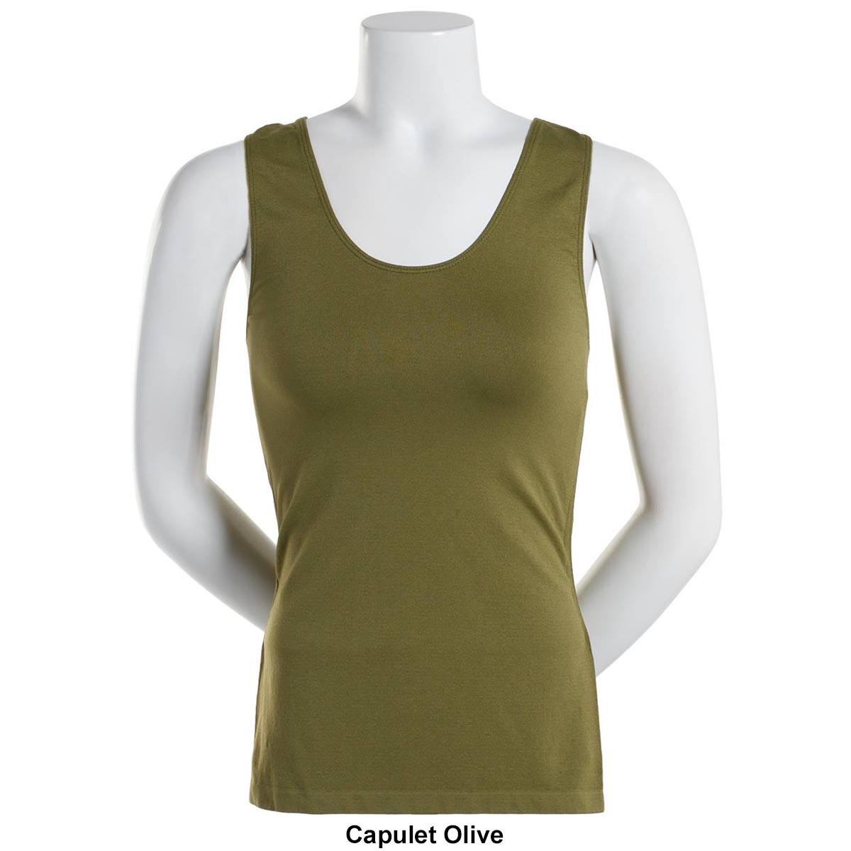 Womens Runway Ready Seamless Wide Strap Crew Neck Tank Top