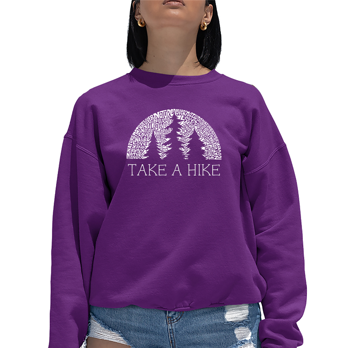 Womens LA Pop Art Nature Lover - Word Art Crewneck Sweatshirt