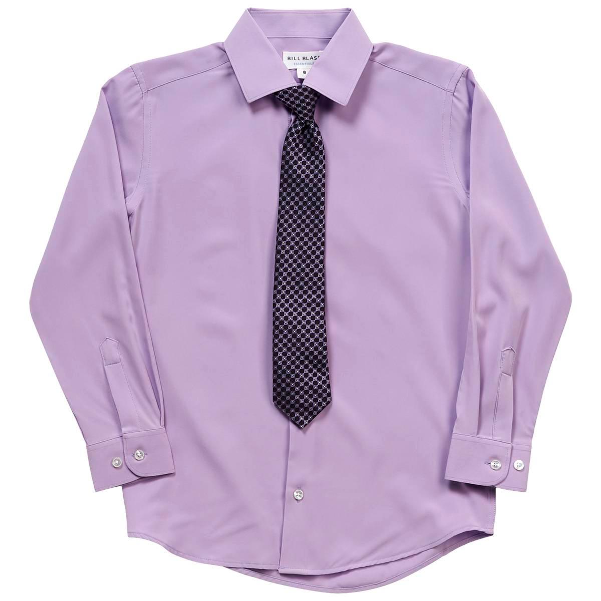 Boys (8-20) Bill Blass Dress Shirt & Tie Set- Lavendula