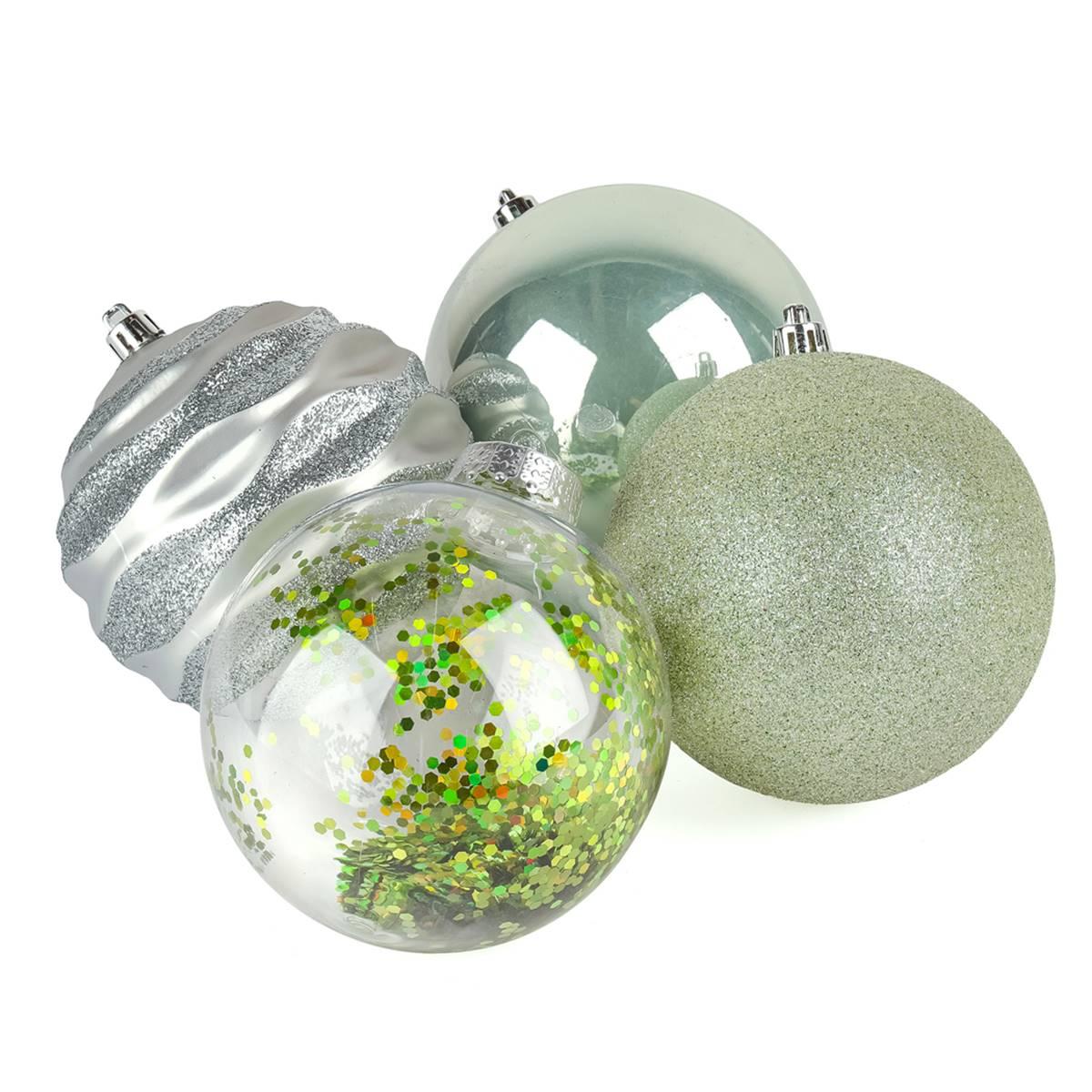 National Tree 13in. Mint & Silver Ball Ornaments - Set of 9