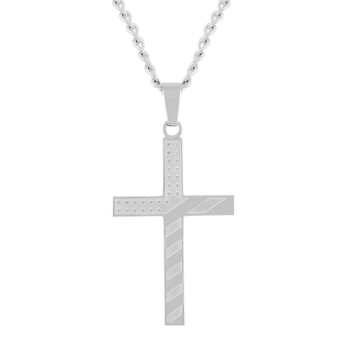 Mens Gentlemen's Classics(tm) Star &amp; Striped Cross Pendant Necklace