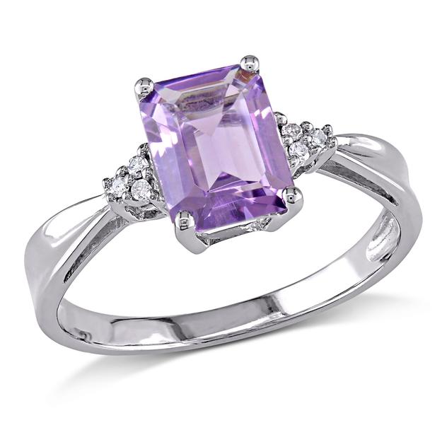 Gemstone Classics™ 10kt. White Gold Emerald Cut Amethyst Ring