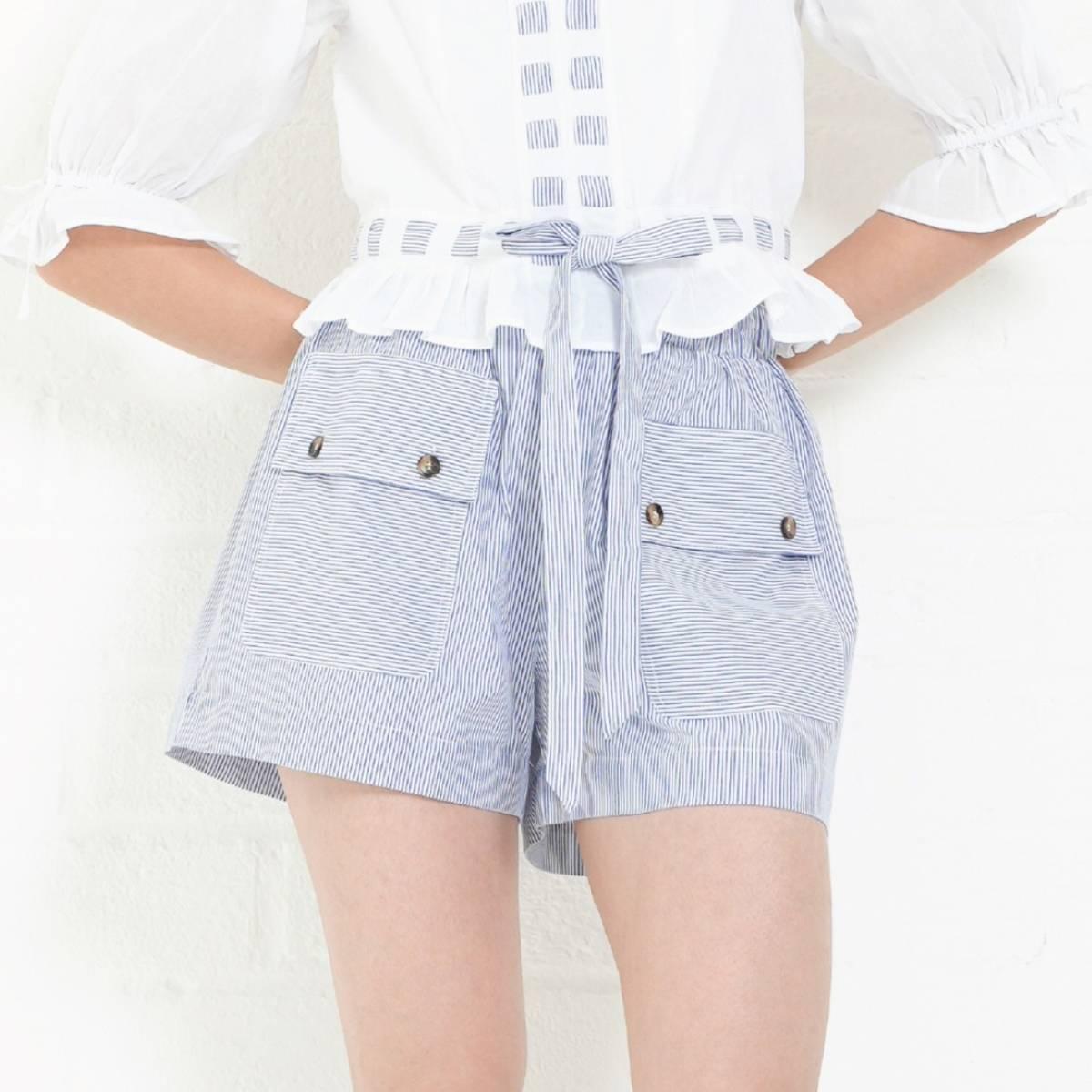 Womens MNK Seersucker Drawstring Shorts w/ Pockets
