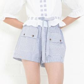 Womens MNK Seersucker Drawstring Shorts w/ Pockets