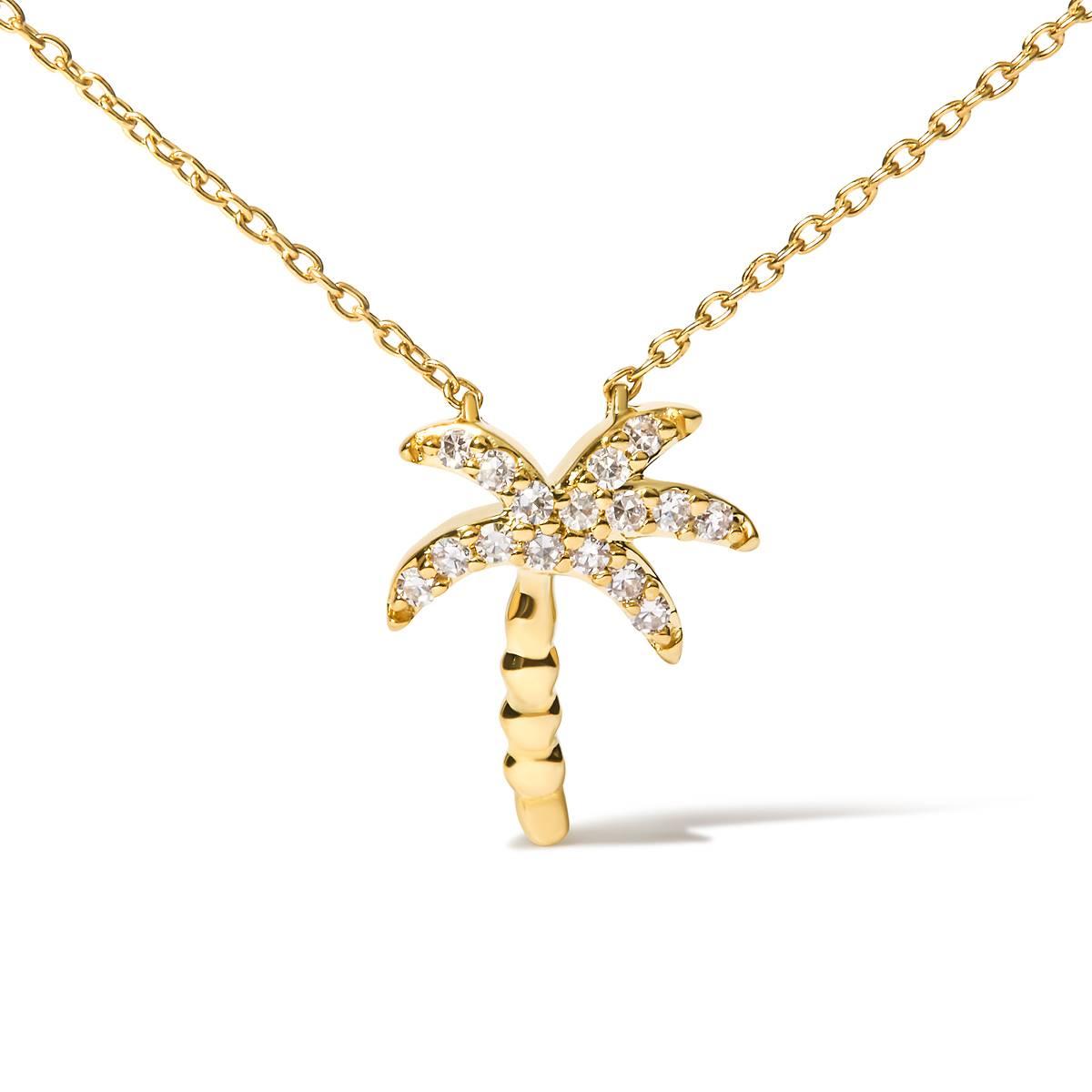 Haus of Brilliance 10kt. Gold 1/10ctw. Diamond Palm Tree Pendant